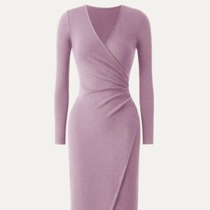 Surplice Wrap Long Sleeve Dress